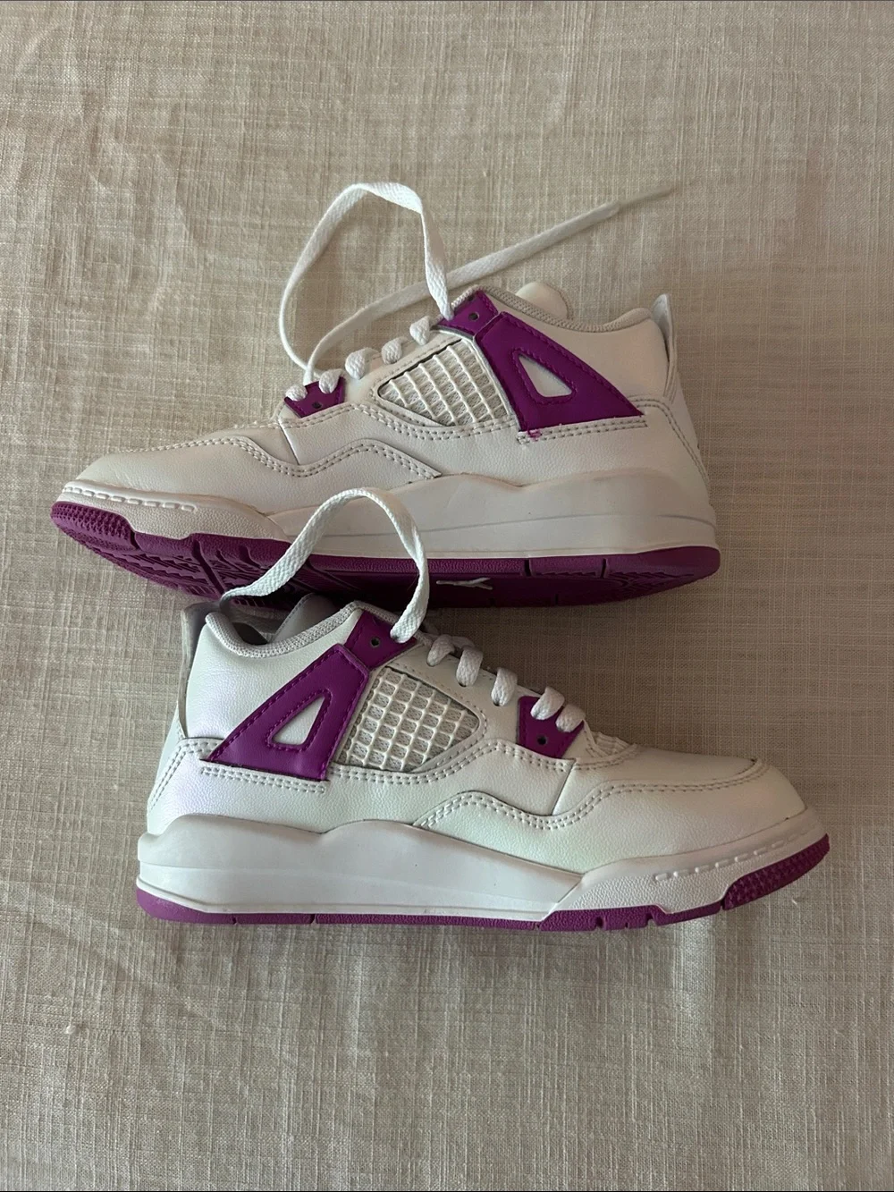 Jordan Kids White and Purple Low-Top Sneakers